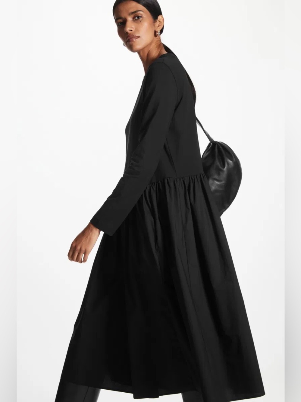 COS Black Long-Sleeve High-Low Dress
